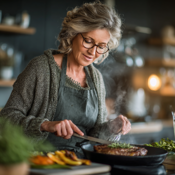 Senior fericit mâncând o masa sănătoasă